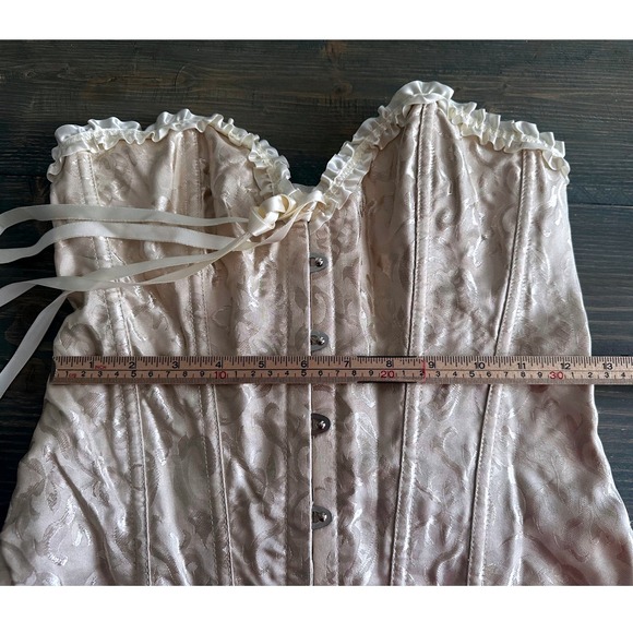Ivory‎ Satin Bustier Corset Top Lace-Up Back Burlesque Inspired Womens Size L - Picture 4 of 6